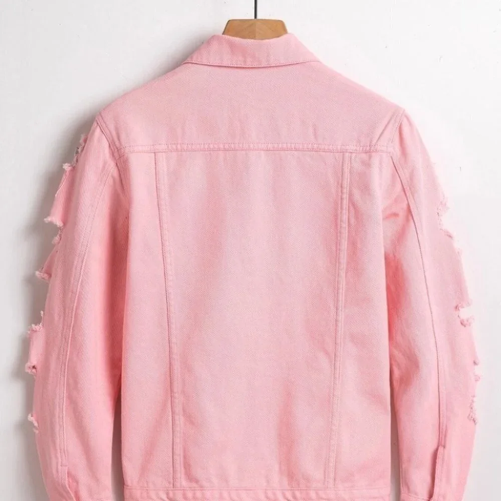 Pink Mens Denim Jacket
